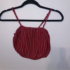 American Eagle Red and White Striped Buble Tank Top